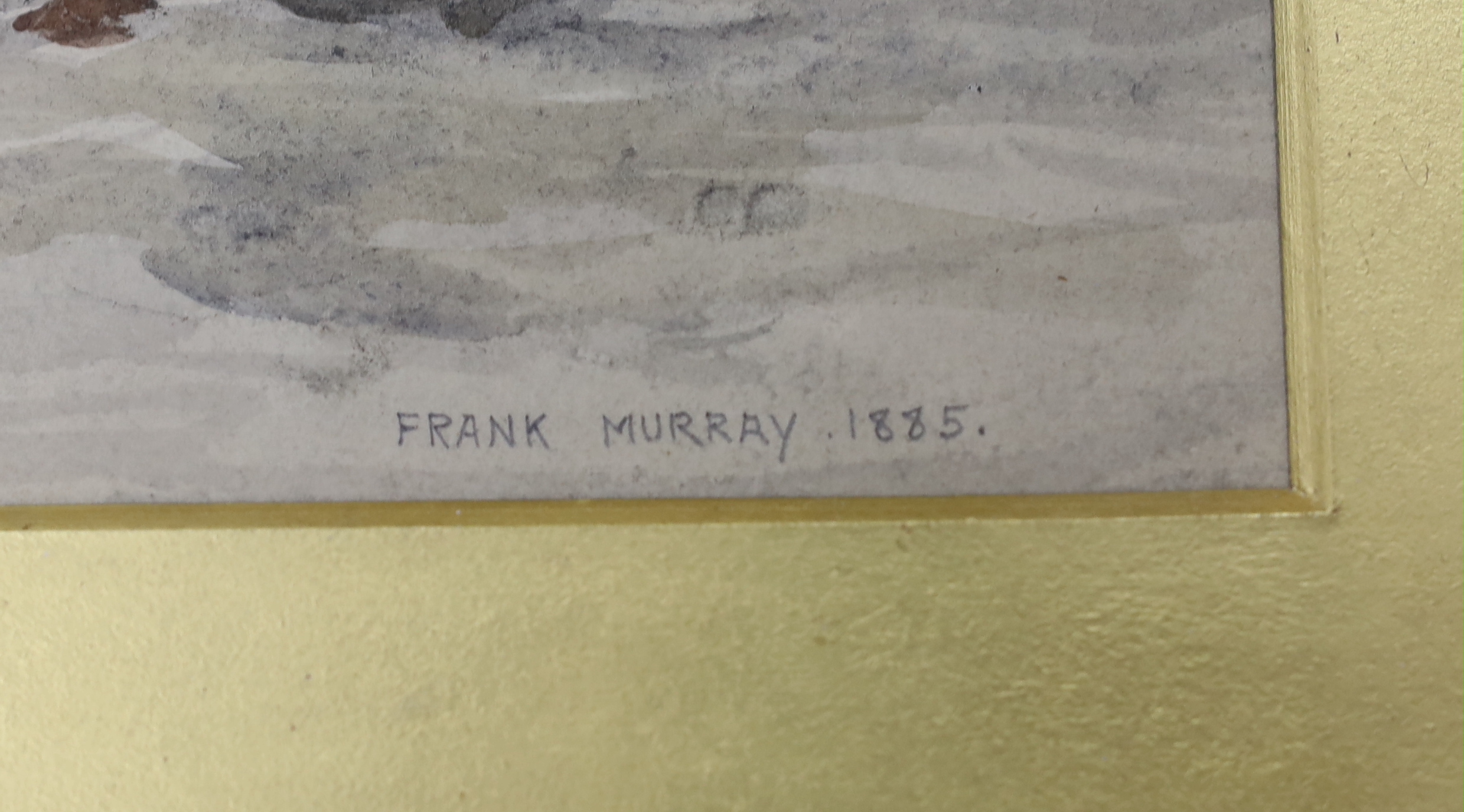 Frank Murray (19th. C), watercolour, ‘Bound for the Nore’, signed and dated 1885, Royal Institute of Painters in Watercolours inscribed label verso, 14 x 31cm
